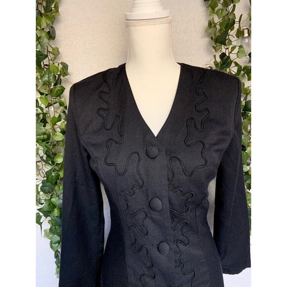 Vintage 1970's Rampage Black Retro Blazer Coat with Shoulder Pads Women's Medium - Picture 4 of 10